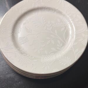 Lenox Cream Floral Embossed Dessert Plates..There are 5.  Beautiful